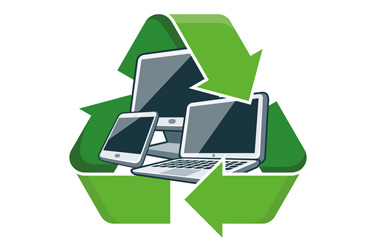 Symbol recyklácie s monitormi v strede - kresba tt_symbol-recyklacie-monitor